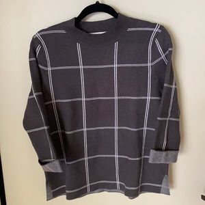 Anthropologie grey & white window pane sweater